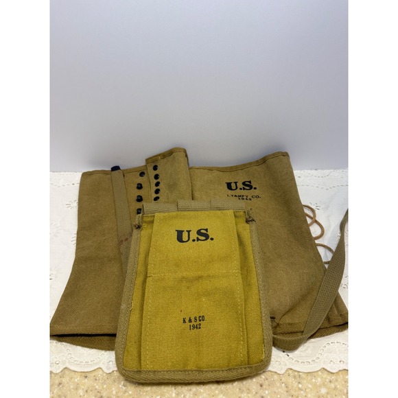 US Military Other - US Military Canvas Gaiters Marked 1943 & Ammunition Pouch 1942 Set